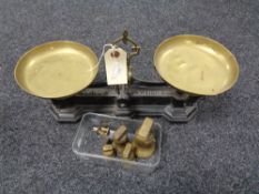 A set of Avery balance scales with weights