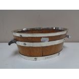 A coopered oak and silver plated barrel shaped wine cooler CONDITION REPORT: 25cm