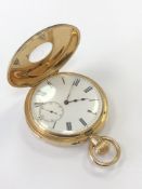 An 18ct gold half hunter minute repeating pocket watch CONDITION REPORT: 122.