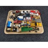 A tray of playworn Corgi vehicles, Lunar Bug, 007 Lotus Esprit,