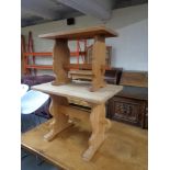 Two blonde oak refectory coffee tables