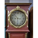 An antique continental painted longcase clock (no pendulum and weights)