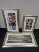 Three contemporary framed prints : "One More Chance,