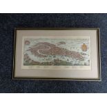 A black and gilt hand coloured map of venice