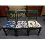 Four painted kitchen chairs