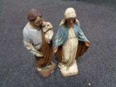 A pair of early twentieth century chalk religious figures