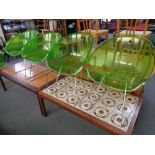 Five green perspex Italian Pedrali ghost chairs on metal legs CONDITION REPORT: