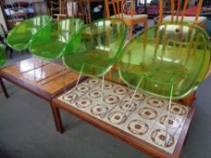 Five green perspex Italian Pedrali ghost chairs on metal legs CONDITION REPORT: