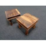 A pair of sheesham wood lamp tables