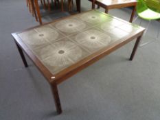 A Danish tiled topped coffee table