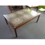 A Danish tiled topped coffee table