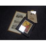 A group of three hand coloured engravings of Rome, framed,