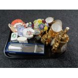 A box of china, Bavarian gilded tea service, Royal Worcester dishes and vase, Cake server,