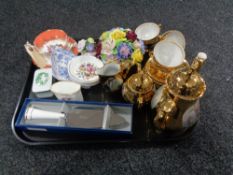 A box of china, Bavarian gilded tea service, Royal Worcester dishes and vase, Cake server,