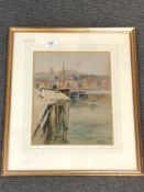 Robert Jobling (1841 - 1923) : Whitby, watercolour, signed, dated 1910, 30 cm x 23 cm, framed.