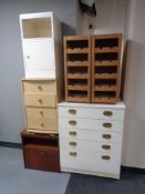 Two bedside cabinets, four drawer chest,