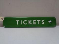 An enamelled reproduction railway door plate - Tickets