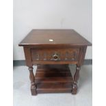 A Jaycee Oak lamp table fitted a drawer