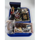 A tray of costume jewellery, wrist watches,