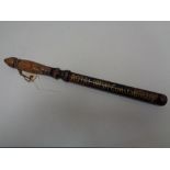 An antique and later truncheon bearing Royal Irish Constabulary decoration