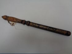 An antique and later truncheon bearing Royal Irish Constabulary decoration