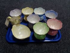 A tray of seven Maling lustre grapefruit dishes,