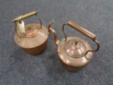 Two Victorian copper kettles