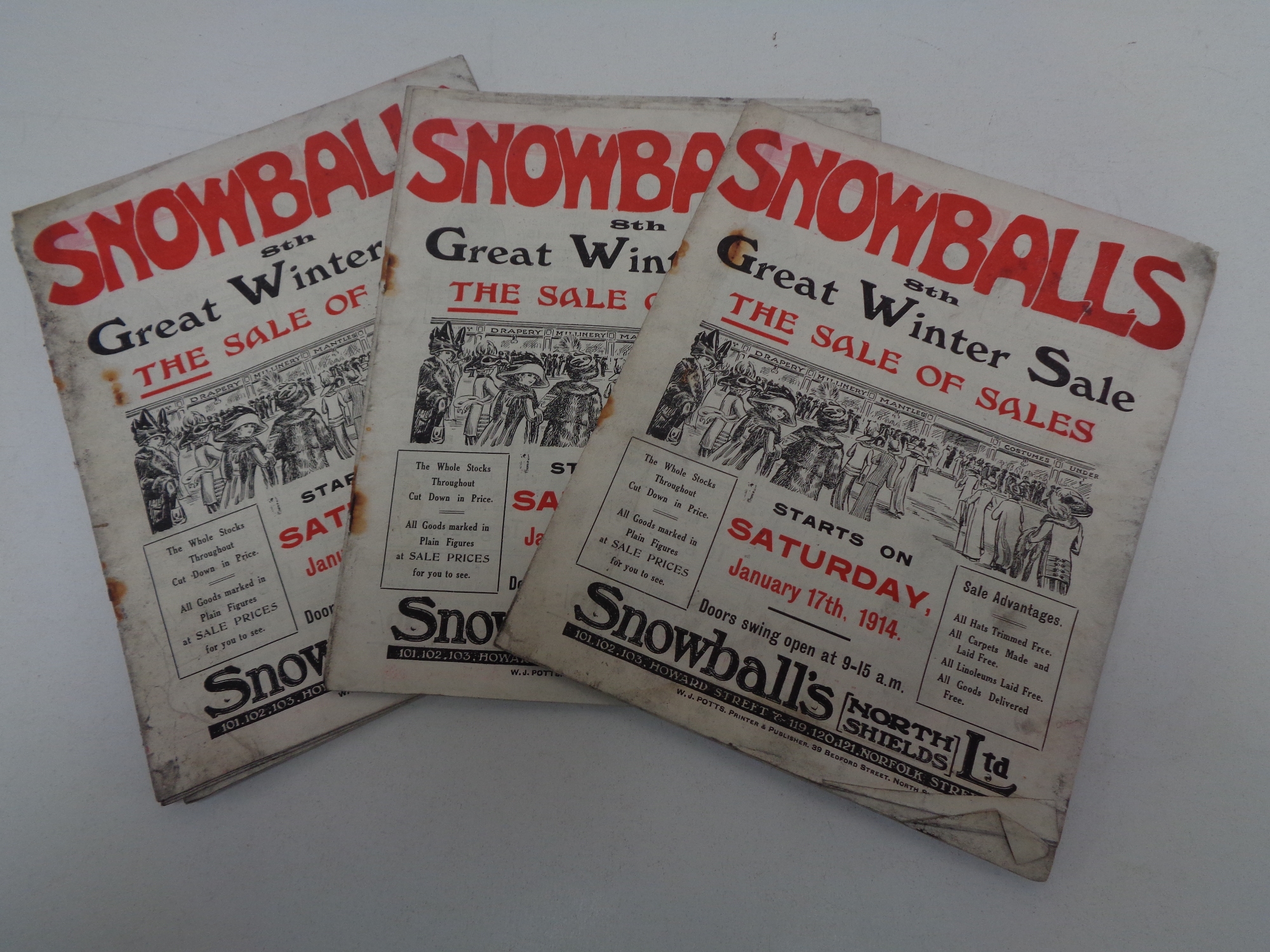 Seven 1914 Snow Balls winter sales catalogues