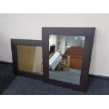 Two contemporary leather framed mirrors