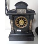 A Victorian slate mantel clock