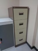 A four drawer metal filing chest