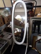 A white painted cheval mirror