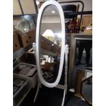 A white painted cheval mirror