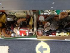 Two boxes of china, ornaments and figures,