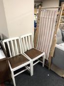 A vintage adjustable deck chair and two other mid 20th century chairs