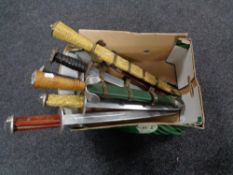 A box of reenactment swords