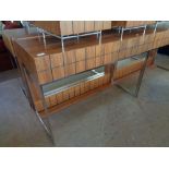 A contemporary hardwood side table fitted with two drawers CONDITION REPORT: Minor