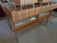 A contemporary hardwood side table fitted with two drawers CONDITION REPORT: Minor