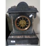 A Victorian slate mantel clock