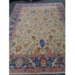 A large fringed Persian carpet CONDITION REPORT: 374cm by 280cm.