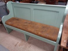A painted pine four seater bench CONDITION REPORT: 165cm long by 60cm deep by 100cm