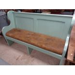 A painted pine four seater bench CONDITION REPORT: 165cm long by 60cm deep by 100cm