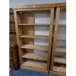 A pine open bookcase