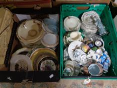 Two crates of china, plates,