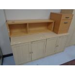 Two oak and beech effect double door lockers,