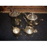 A silver plated four piece tea service