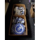 Two boxes of Copeland Spode and other antique and later blue and white china