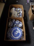 Two boxes of Copeland Spode and other antique and later blue and white china