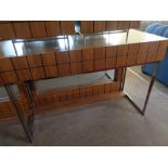 A contemporary hardwood side table fitted with two drawers CONDITION REPORT: Height