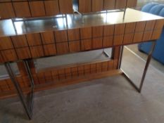 A contemporary hardwood side table fitted with two drawers CONDITION REPORT: Height